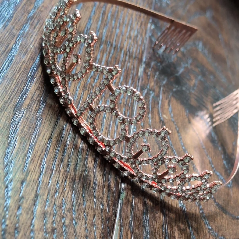 Rose Gold Crystal 18th Birthday Party Celebration Photo Prop Tiara with Combs
